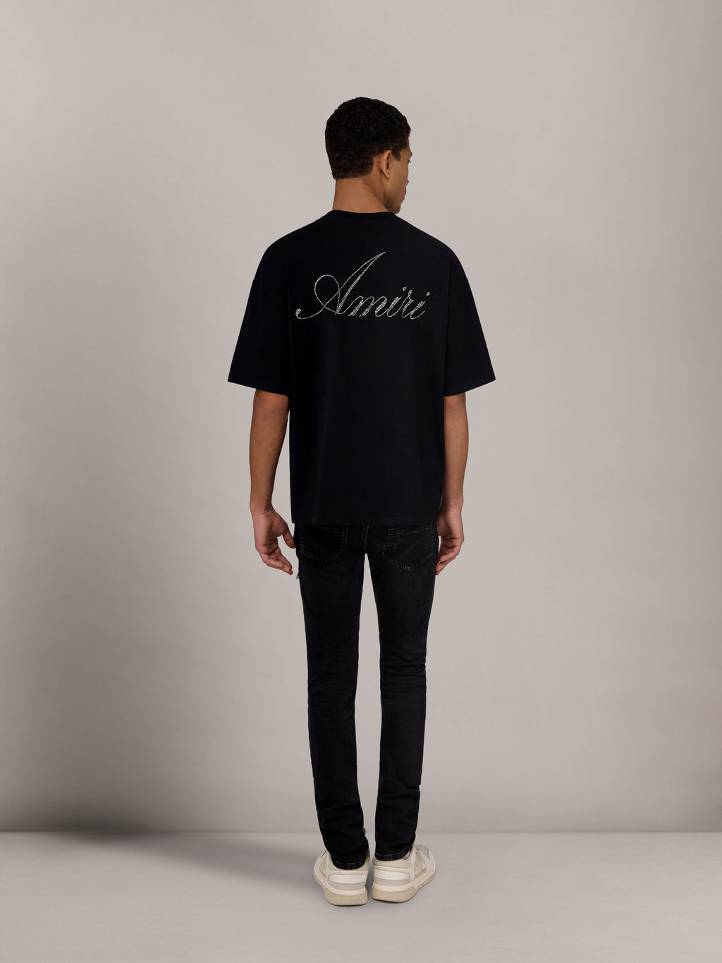 CRYSTAL AMIRI SCRIPT OVERSIZED TEE - Black
