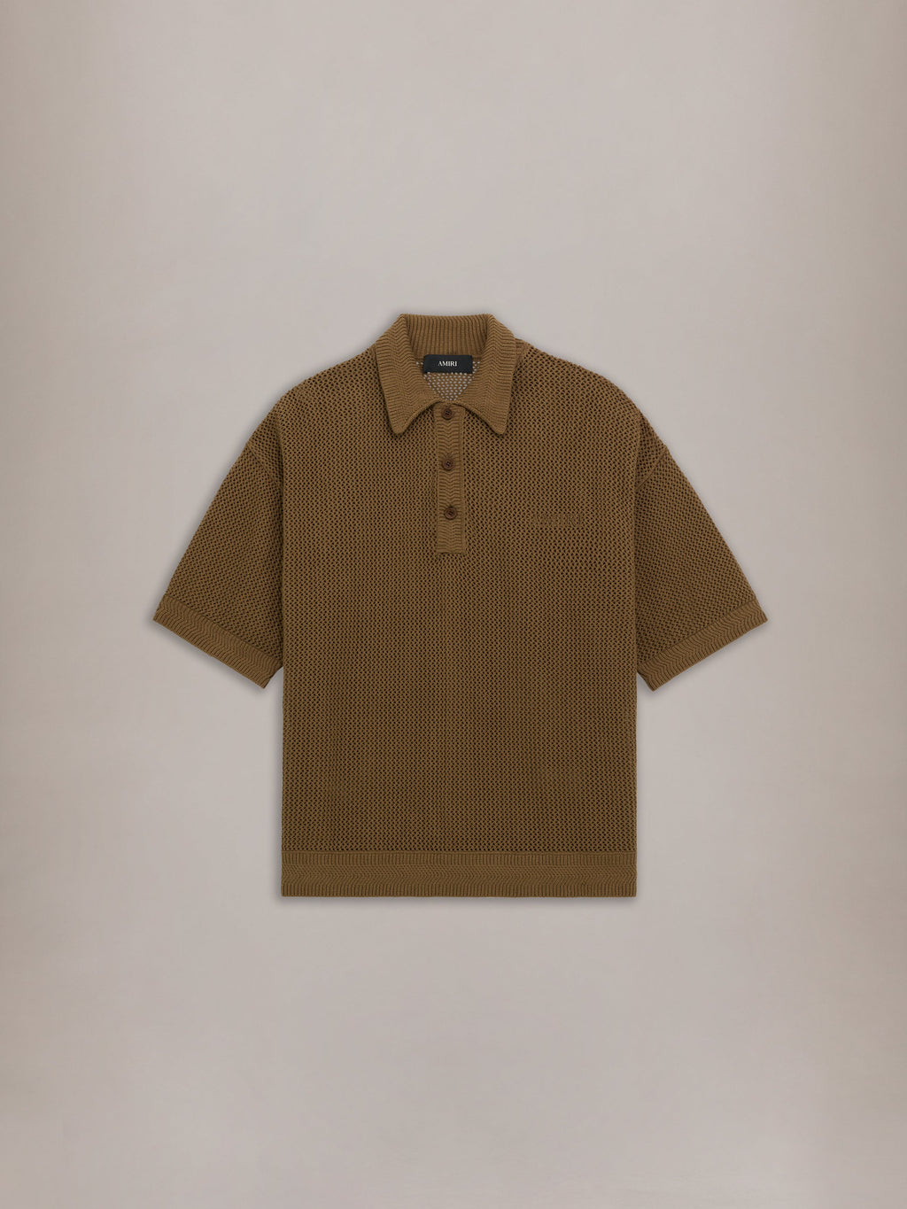 AMIRI CROCHET MESH POLO - Espresso