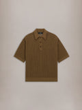 AMIRI CROCHET MESH POLO - Espresso