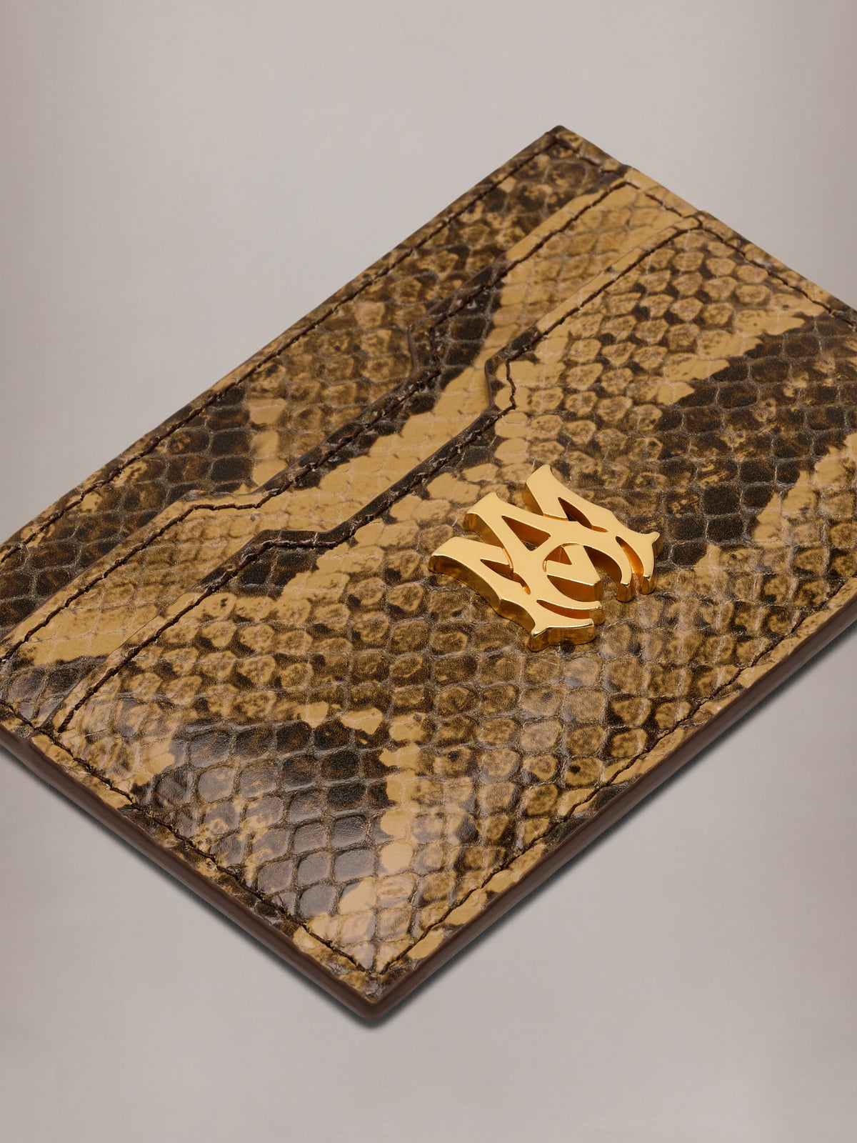 PYTHON EMBOSSED CARD HOLDER - Brown