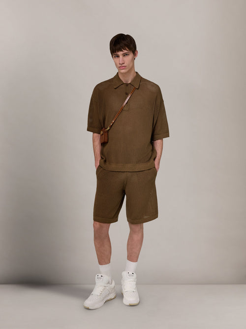 AMIRI CROCHET MESH SHORT - Espresso
