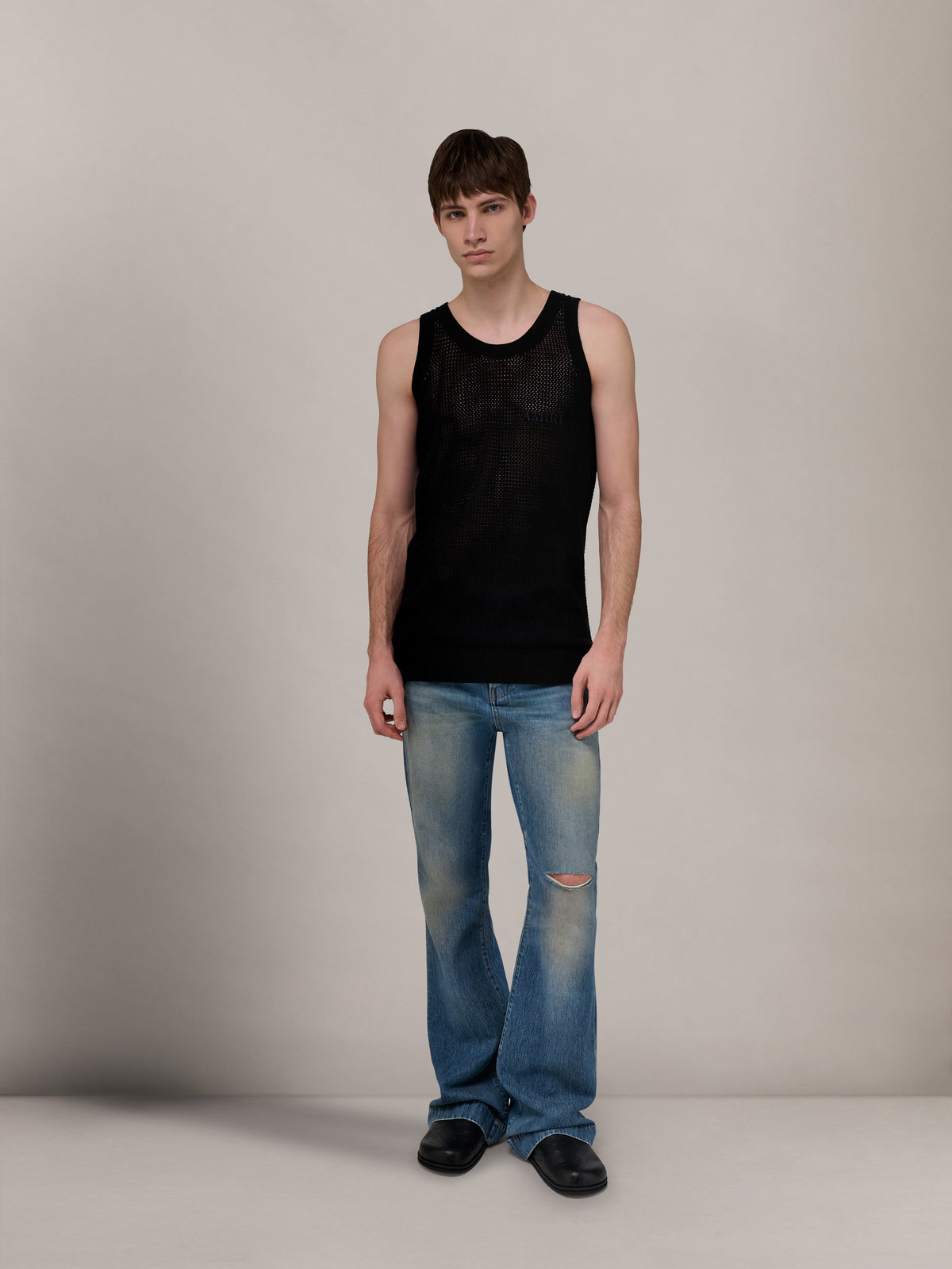 AMIRI KNIT MESH TANK - Black