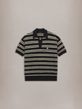 MA STRIPE KNIT SS POLO - Black