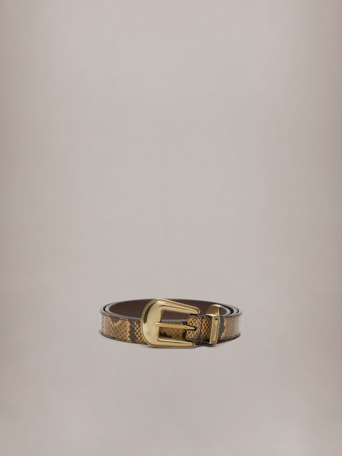 PYTHON EMBOSSED WESTERN BELT - Brown