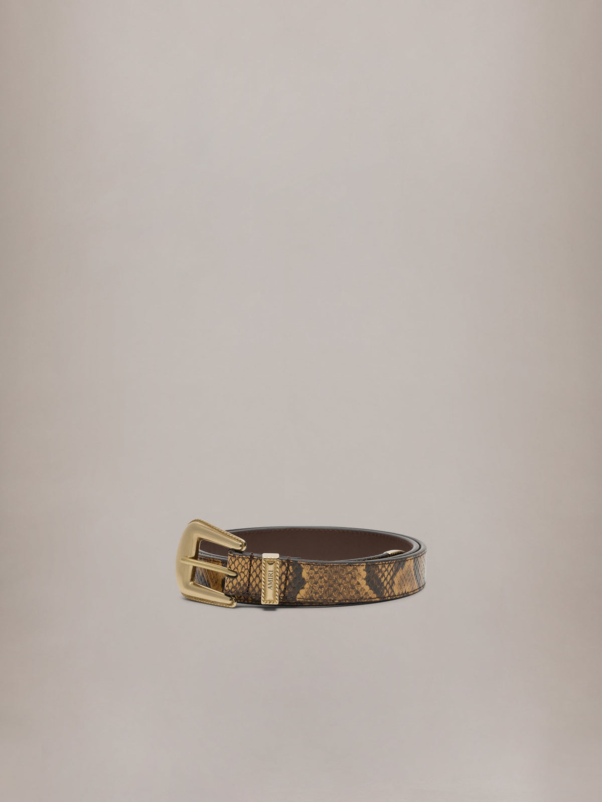 PYTHON EMBOSSED WESTERN BELT - Brown