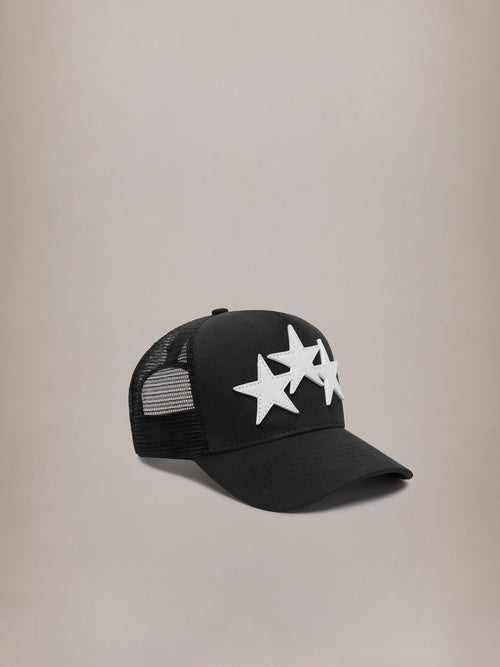 3 Star Trucker Hat - Black/White