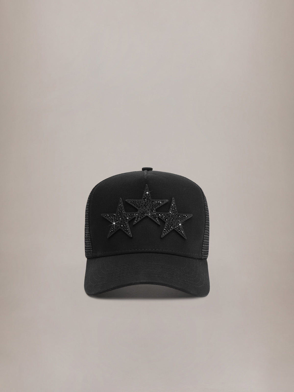 CRYSTAL 3 STAR TRUCKER HAT - Black Black