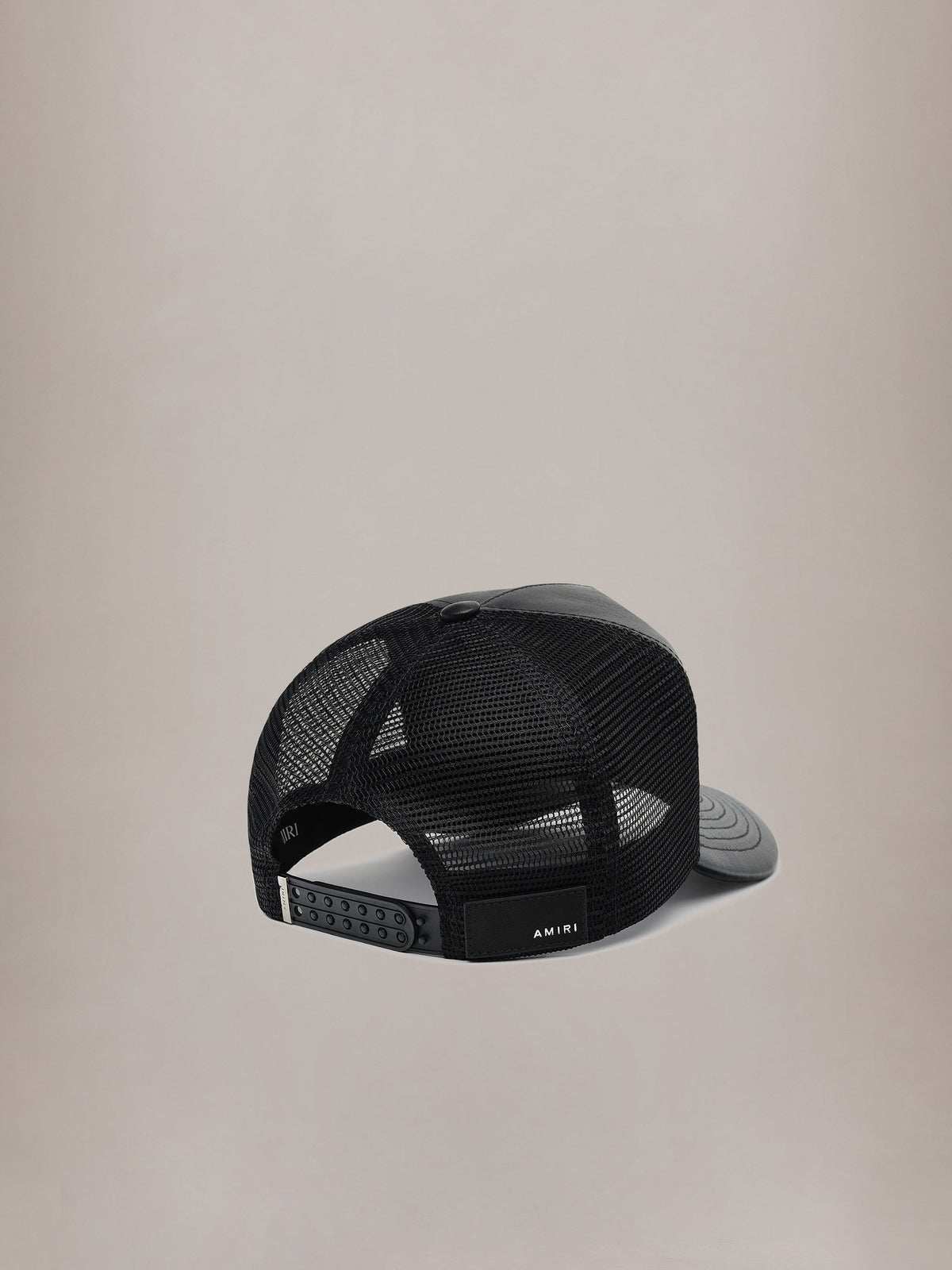 LEATHER MA TRUCKER HAT - Black