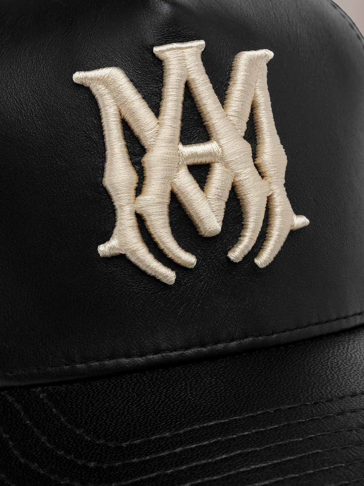 LEATHER MA TRUCKER HAT - Black