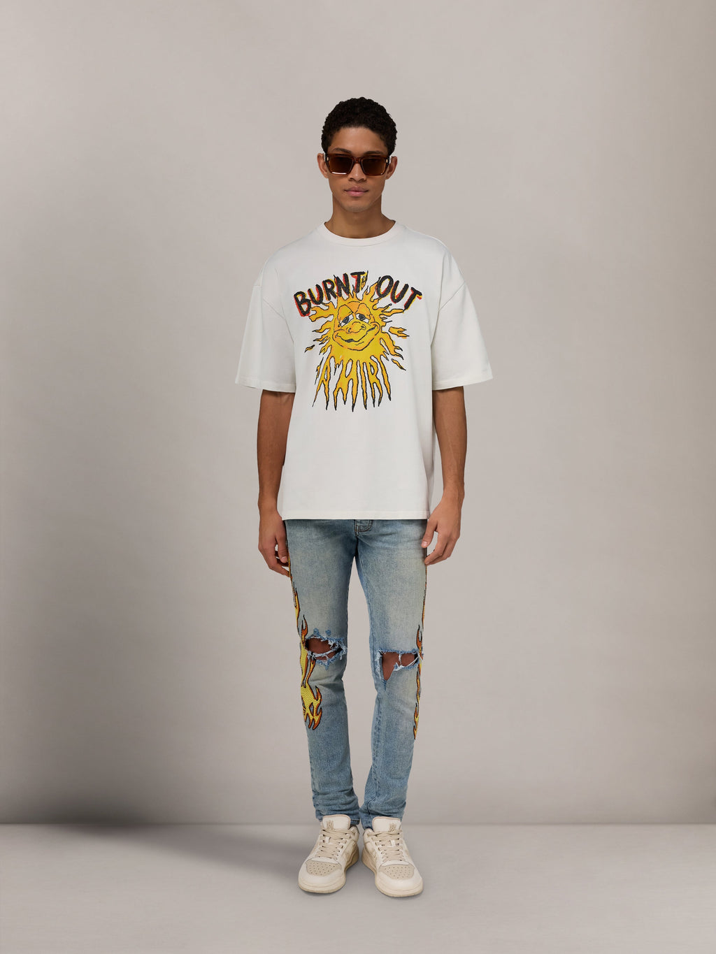 FLAMES EMB SKINNY JEAN - Ash Indigo