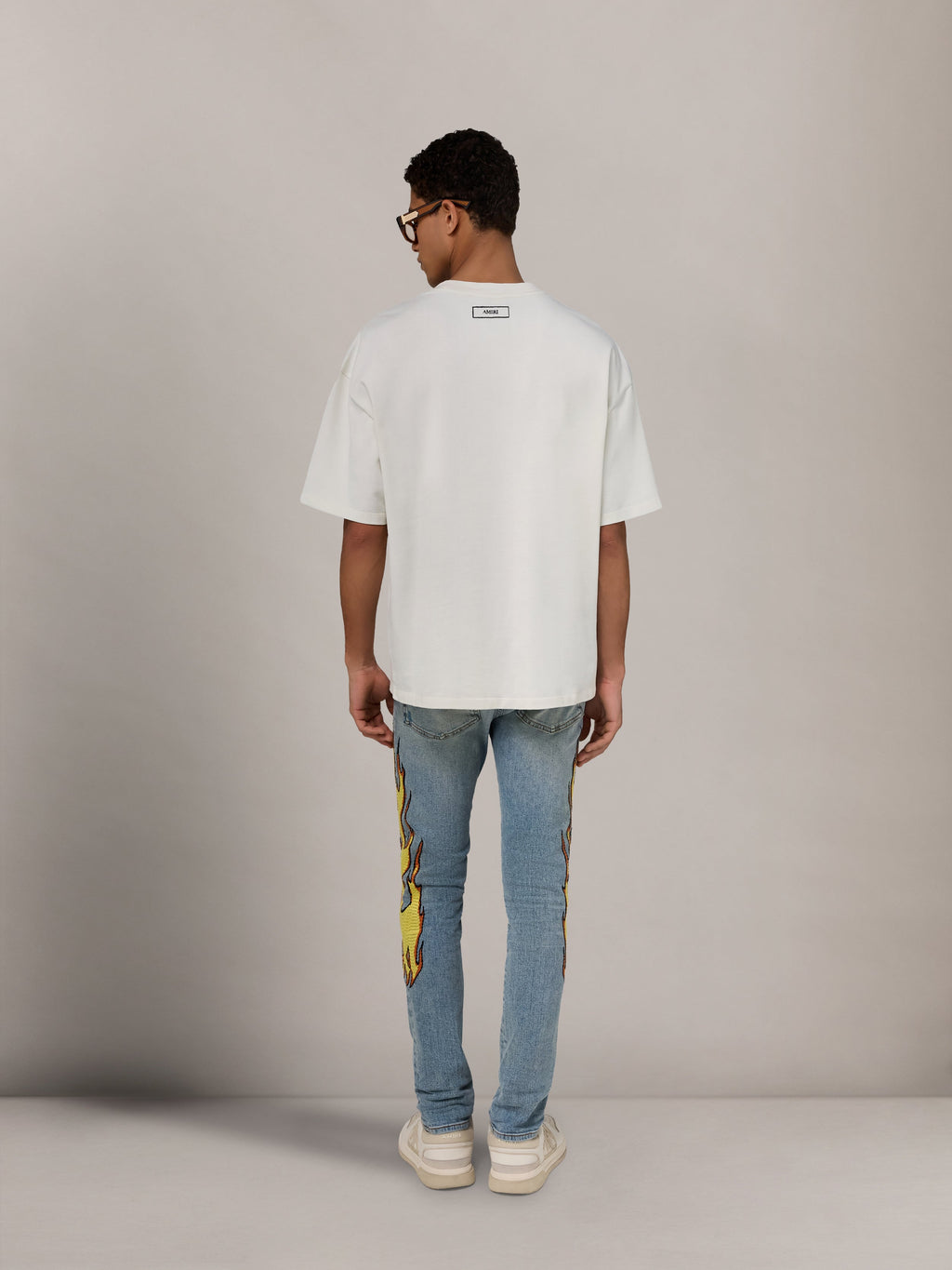 FLAMES EMB SKINNY JEAN - Ash Indigo