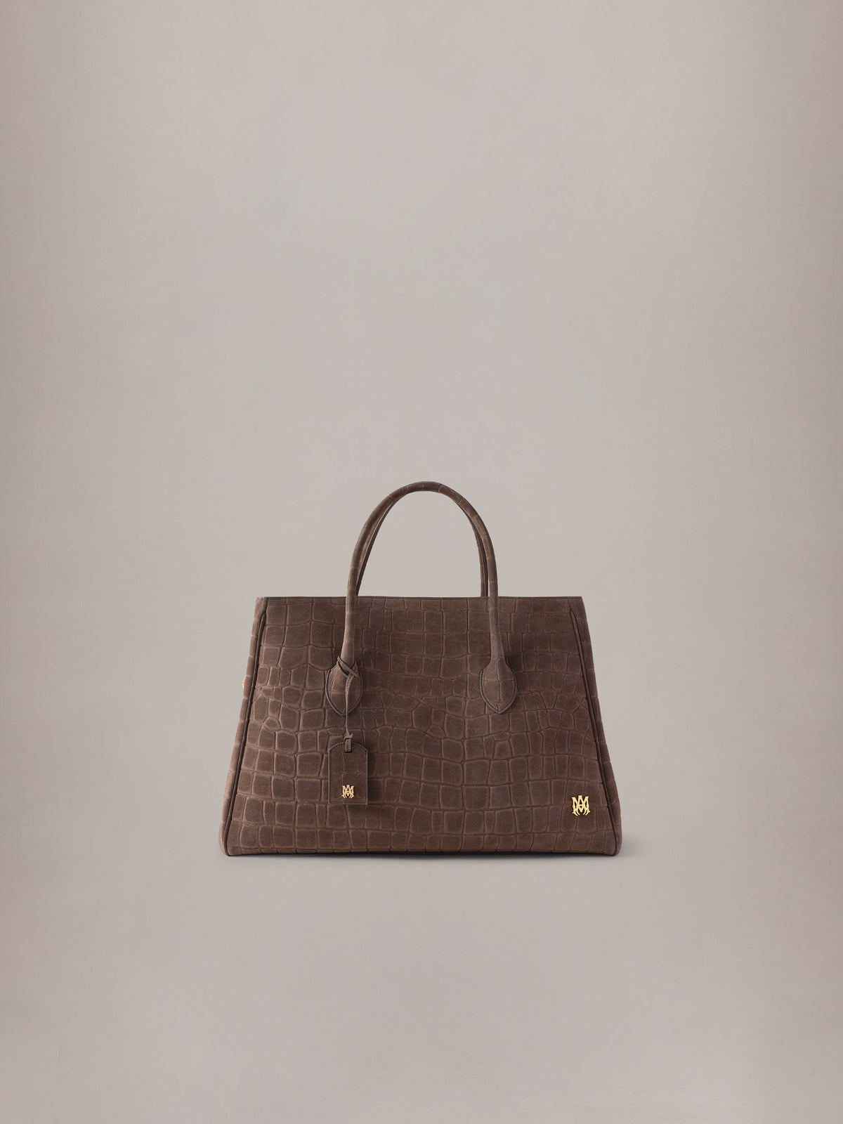 SUEDE CROC HONEY 50 TOTE - Dark Brown