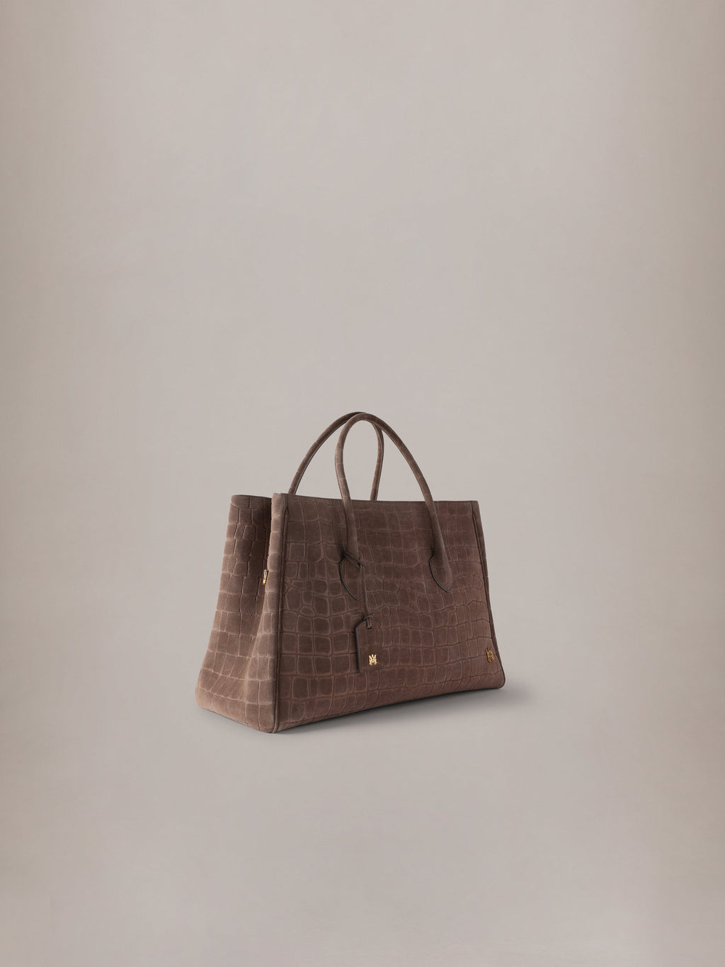 SUEDE CROC HONEY 50 TOTE - Dark Brown
