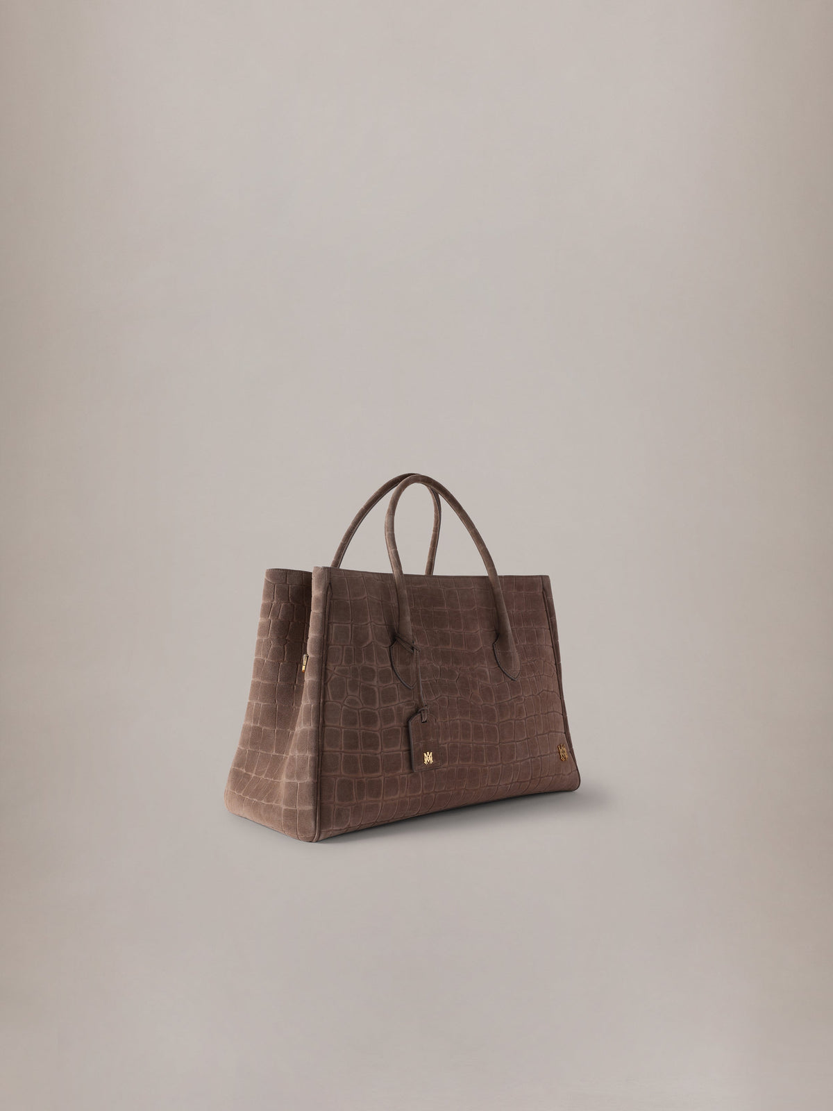 SUEDE CROC HONEY 50 TOTE - Dark Brown