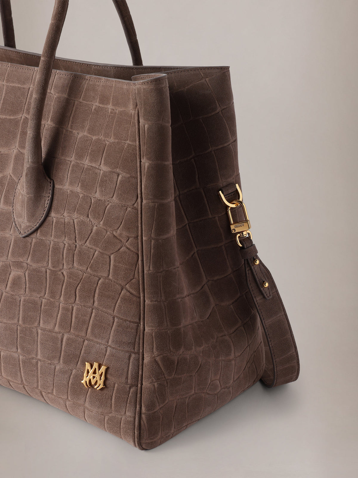 SUEDE CROC HONEY 50 TOTE - Dark Brown