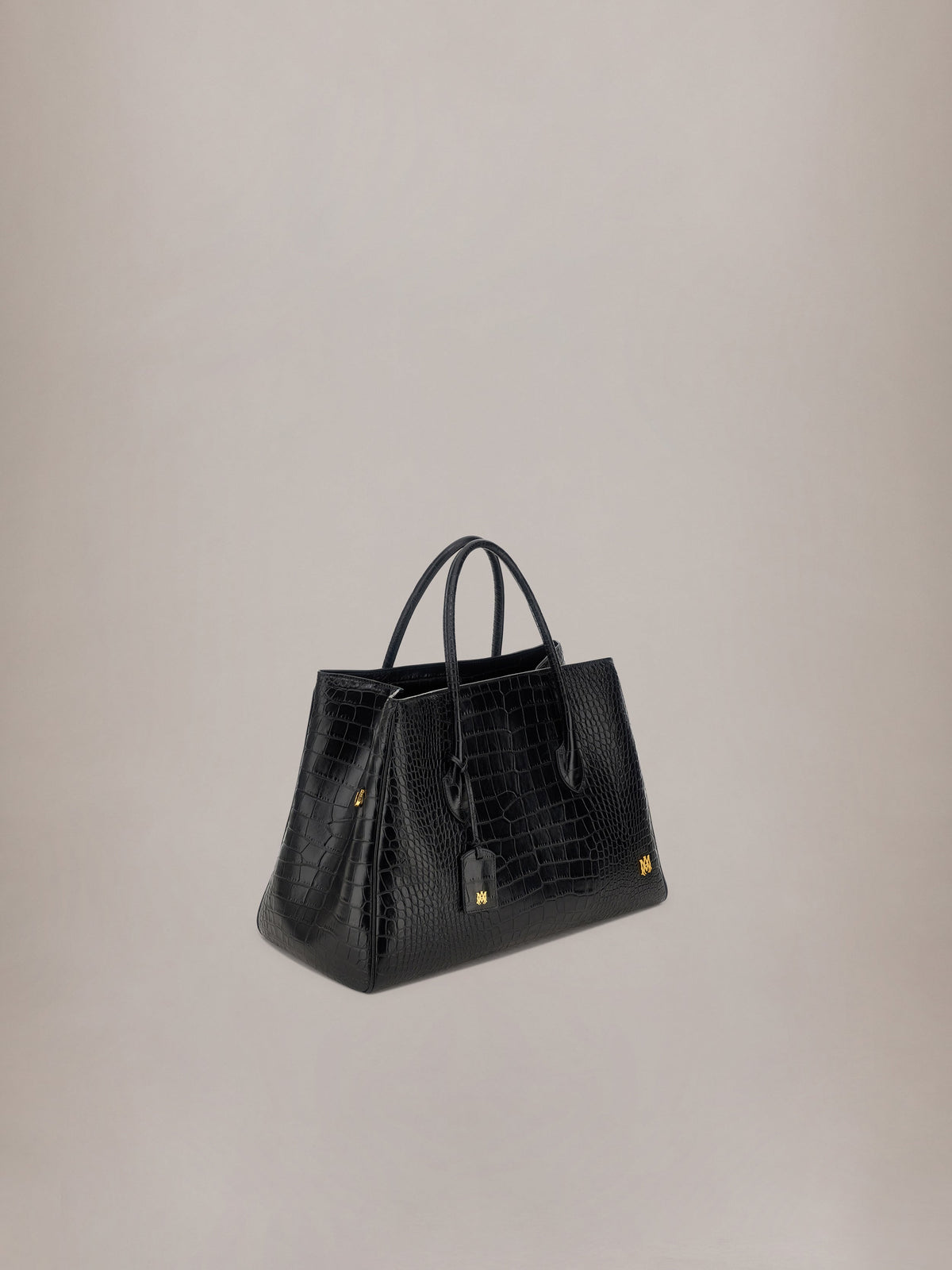 EMBOSSED CROC HONEY 50 TOTE - Black