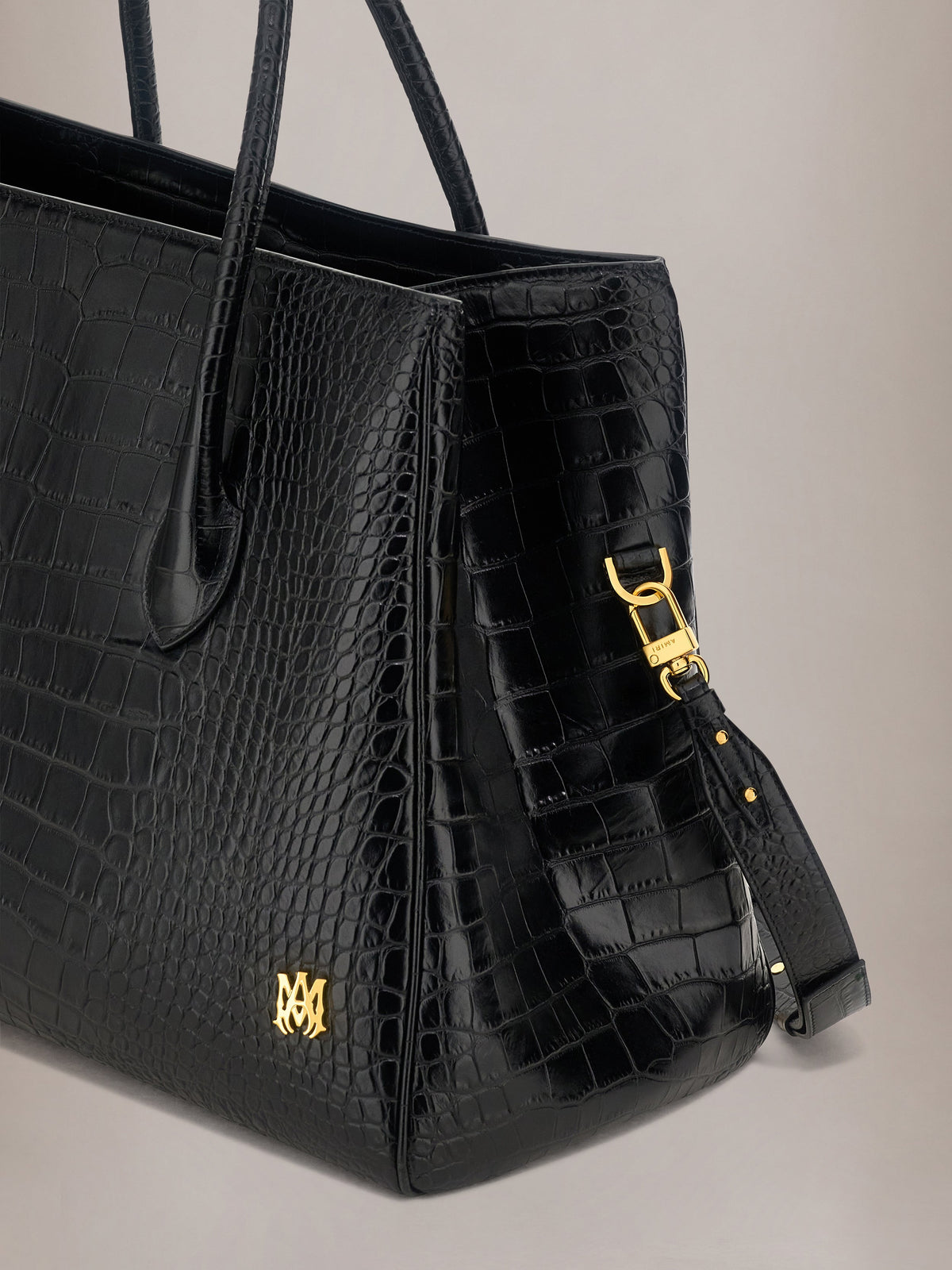 EMBOSSED CROC HONEY 50 TOTE - Black
