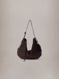 WOMEN - WOMEN'S SUEDE BISCOTTO SHOULDER BAG - Dark Brown