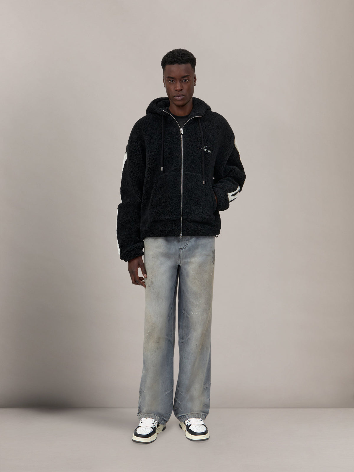 BONES FLEECE ZIP HOODIE - Black