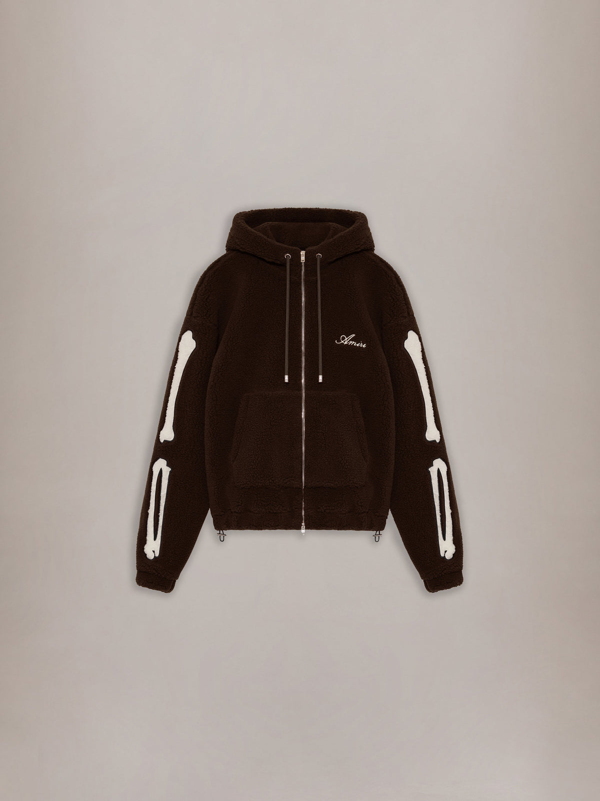 BONES FLEECE ZIP HOODIE - Dark Brown