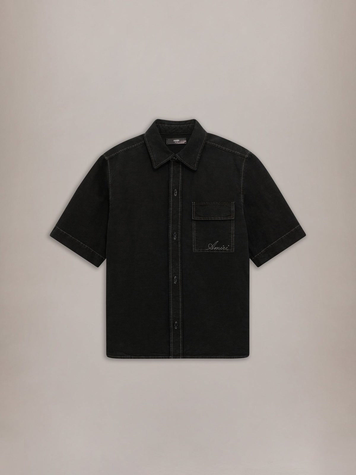 SCRIPT LINEN GD PKT SS SHIRT - Black