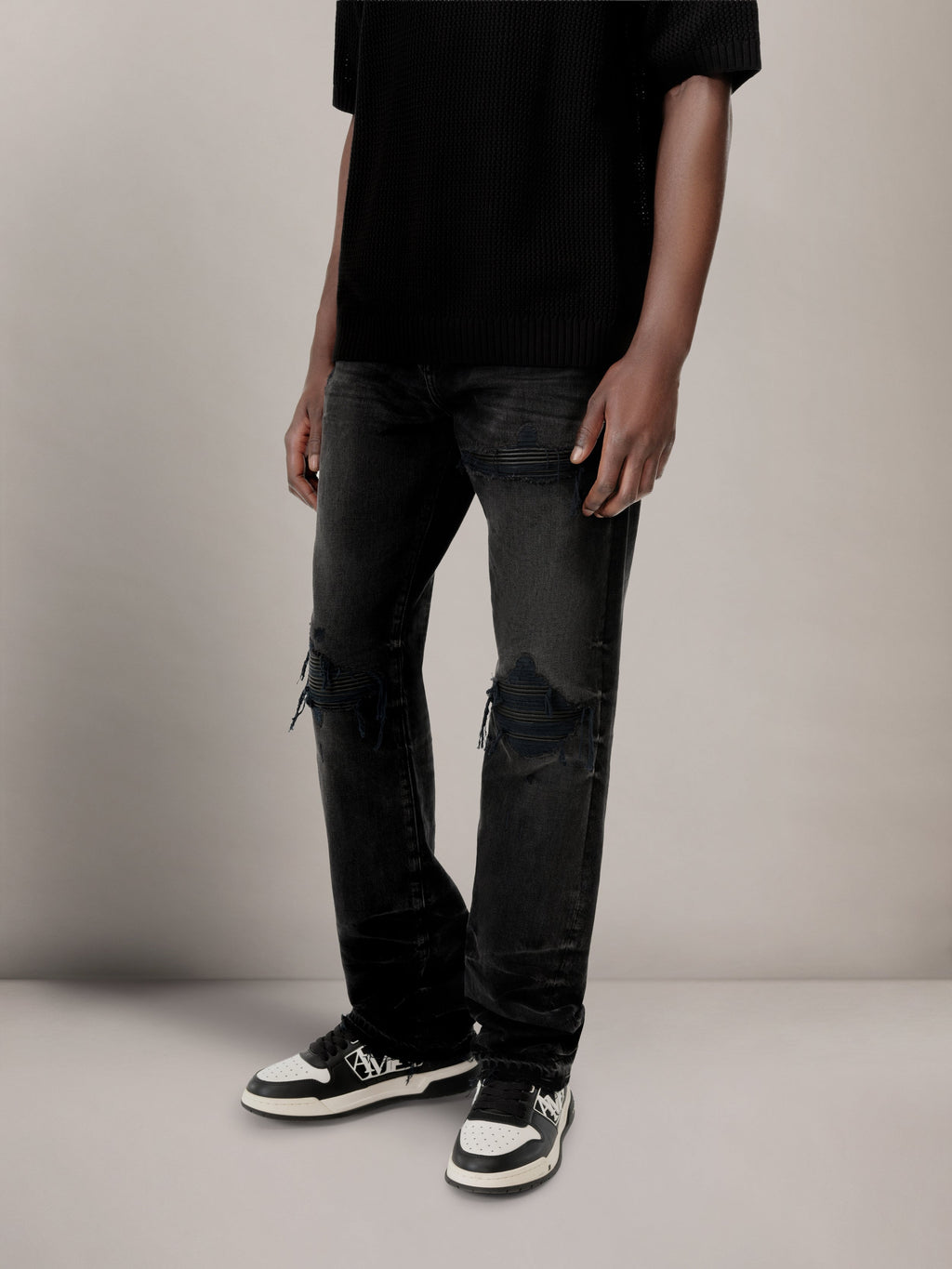 LEATHER STRAIGHT MX1 JEAN - Vintage Black