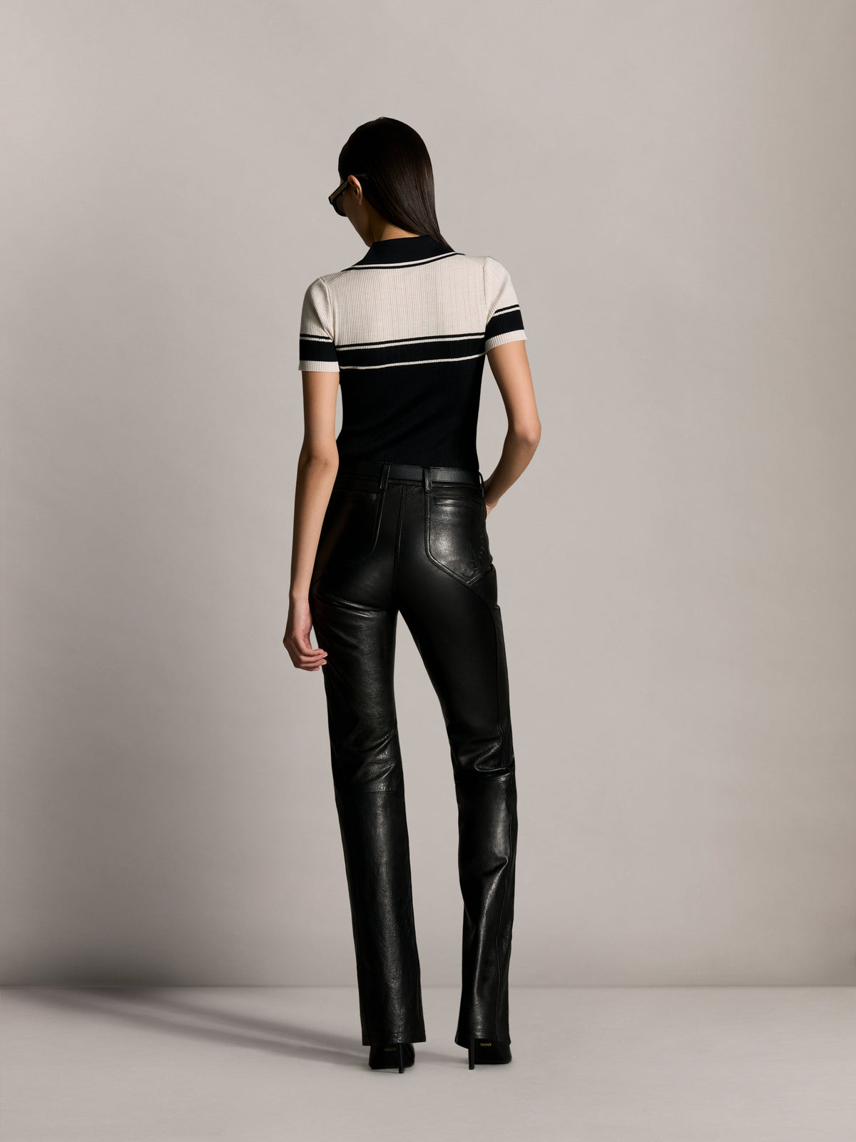 WOMEN - WOMEN'S SCRIPT KNIT SLIM POLO - Black