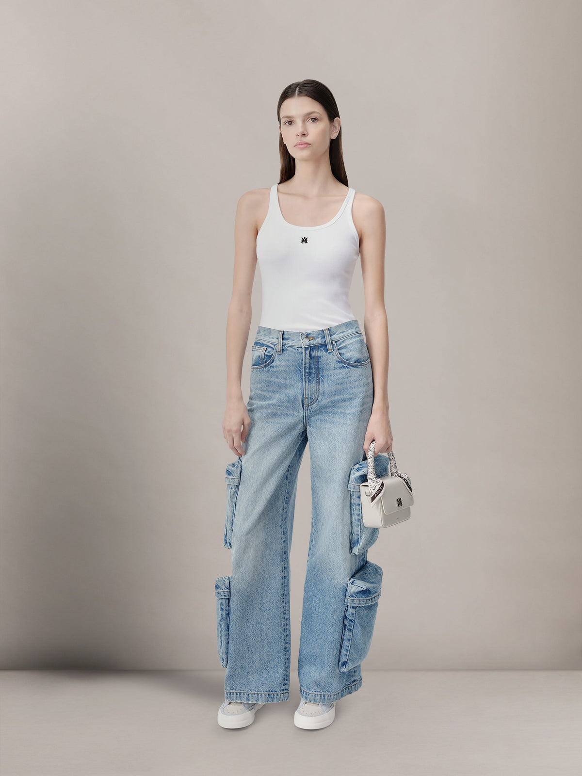WOMEN - WOMEN'S MA EMBROIDERED RIBBED TANK - White