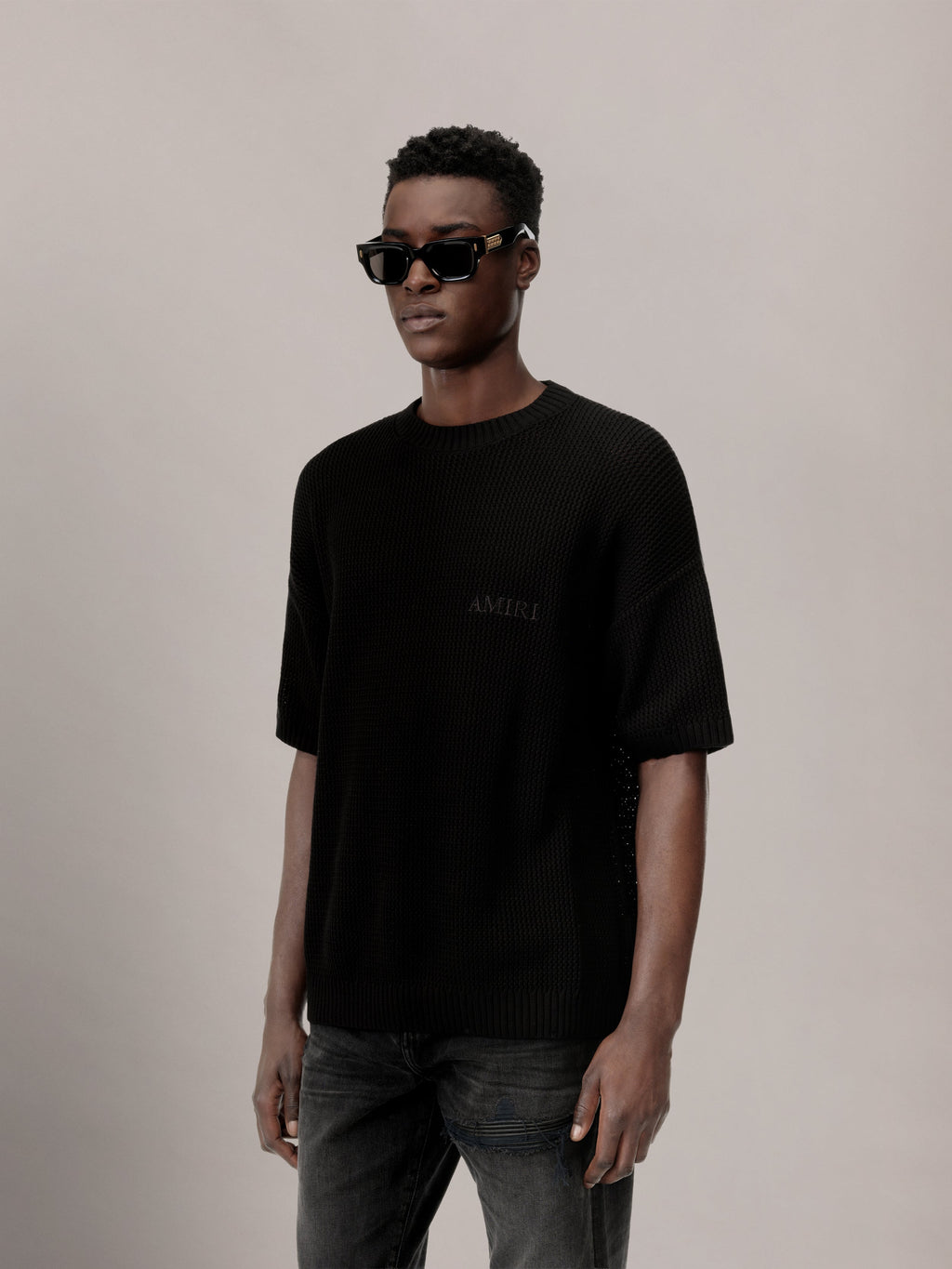AMIRI CROCHET MESH TSHIRT - Black