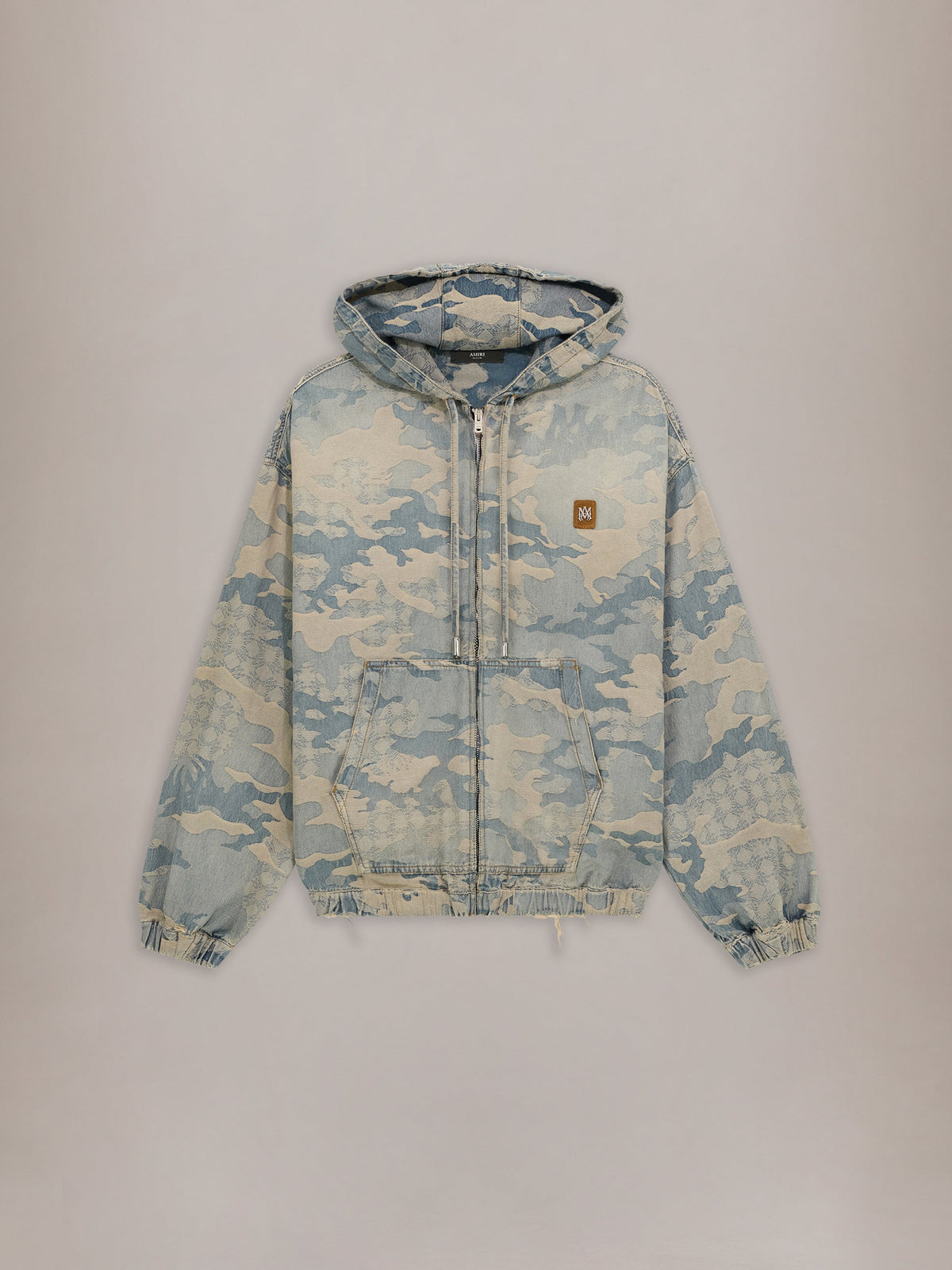 CAMO JACQUARD DENIM ZIP HOODIE - Camo Indigo