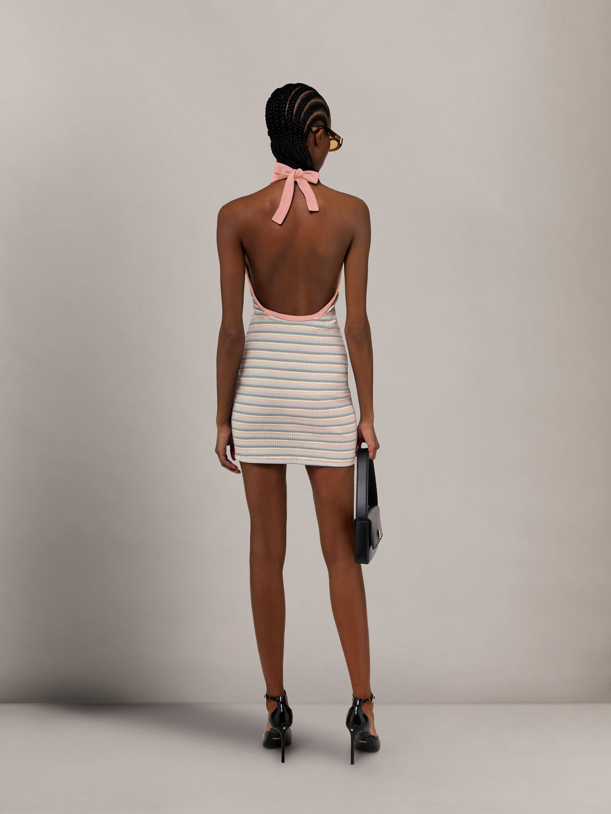 WOMEN - WOMEN'S MA STRIPED HALTER MINI DRESS - Multi