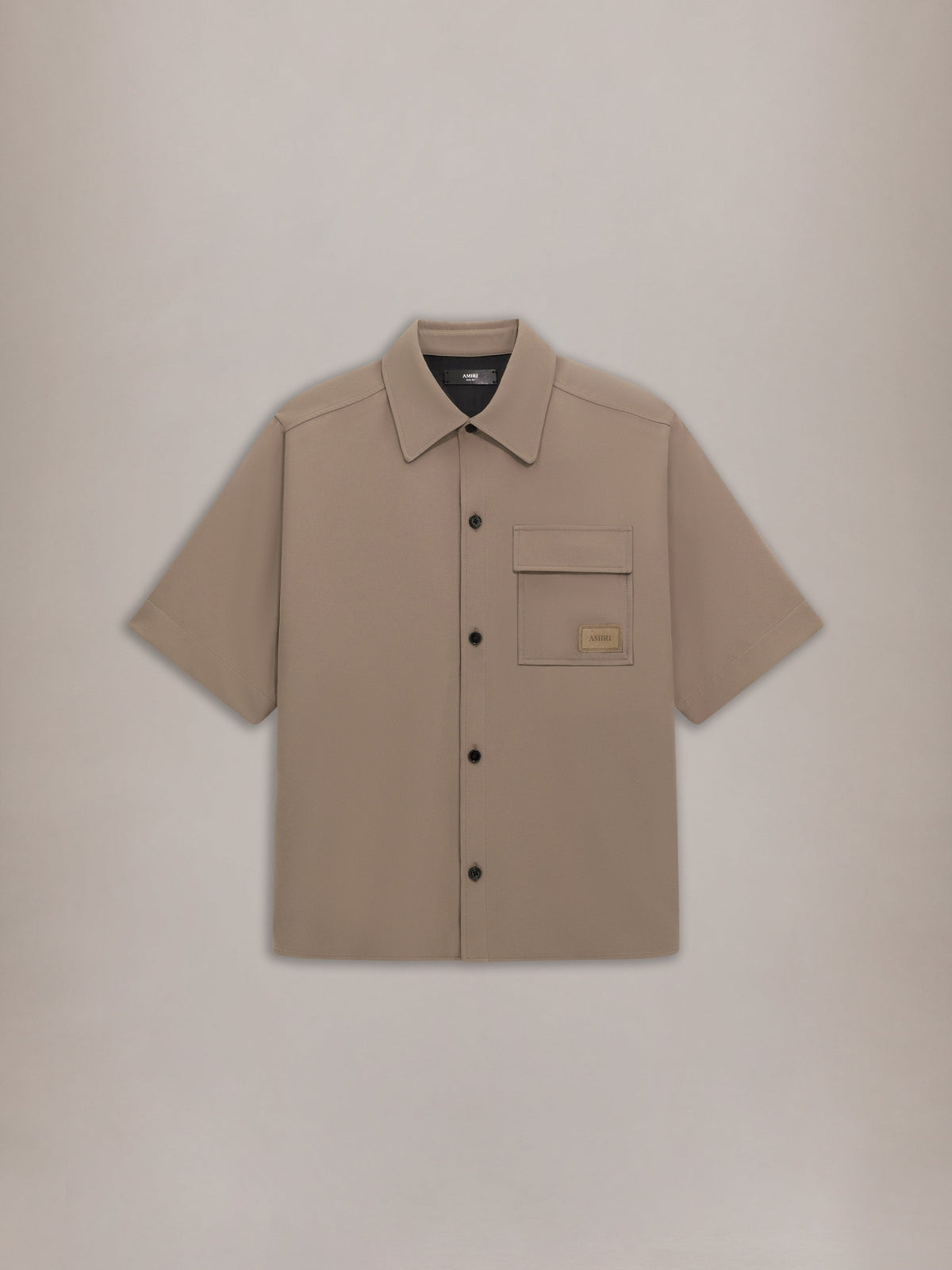 AMIRI PATCH CADY SHORT SLEEVE POCKET SHIRT - Dark Sand