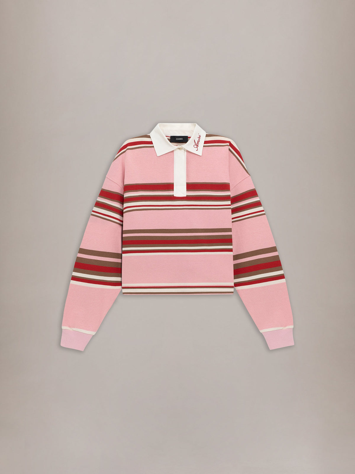 WOMEN - WOMEN'S STRIPED OVERSIZED LONG SLEEVE POLO - Pink