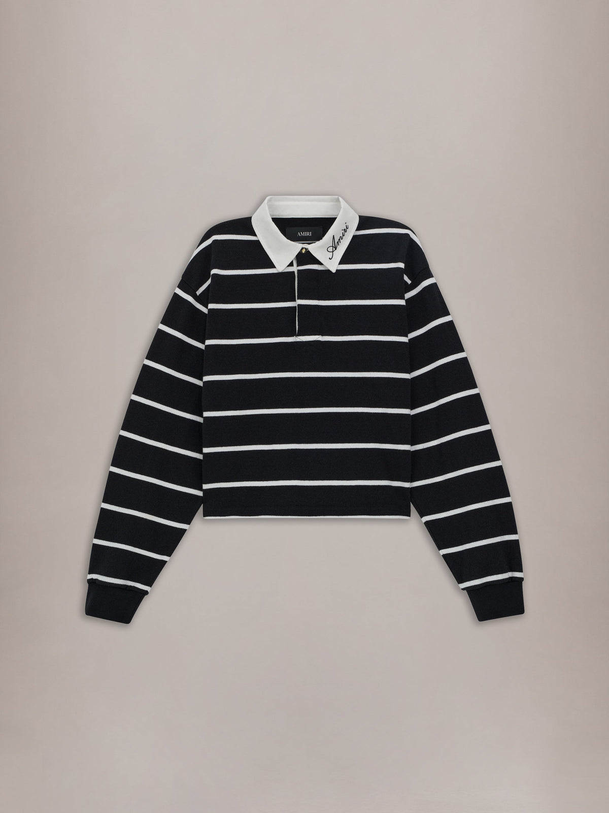 WOMEN - WOMEN'S STRIPED LONG SLEEVE POLO - Black