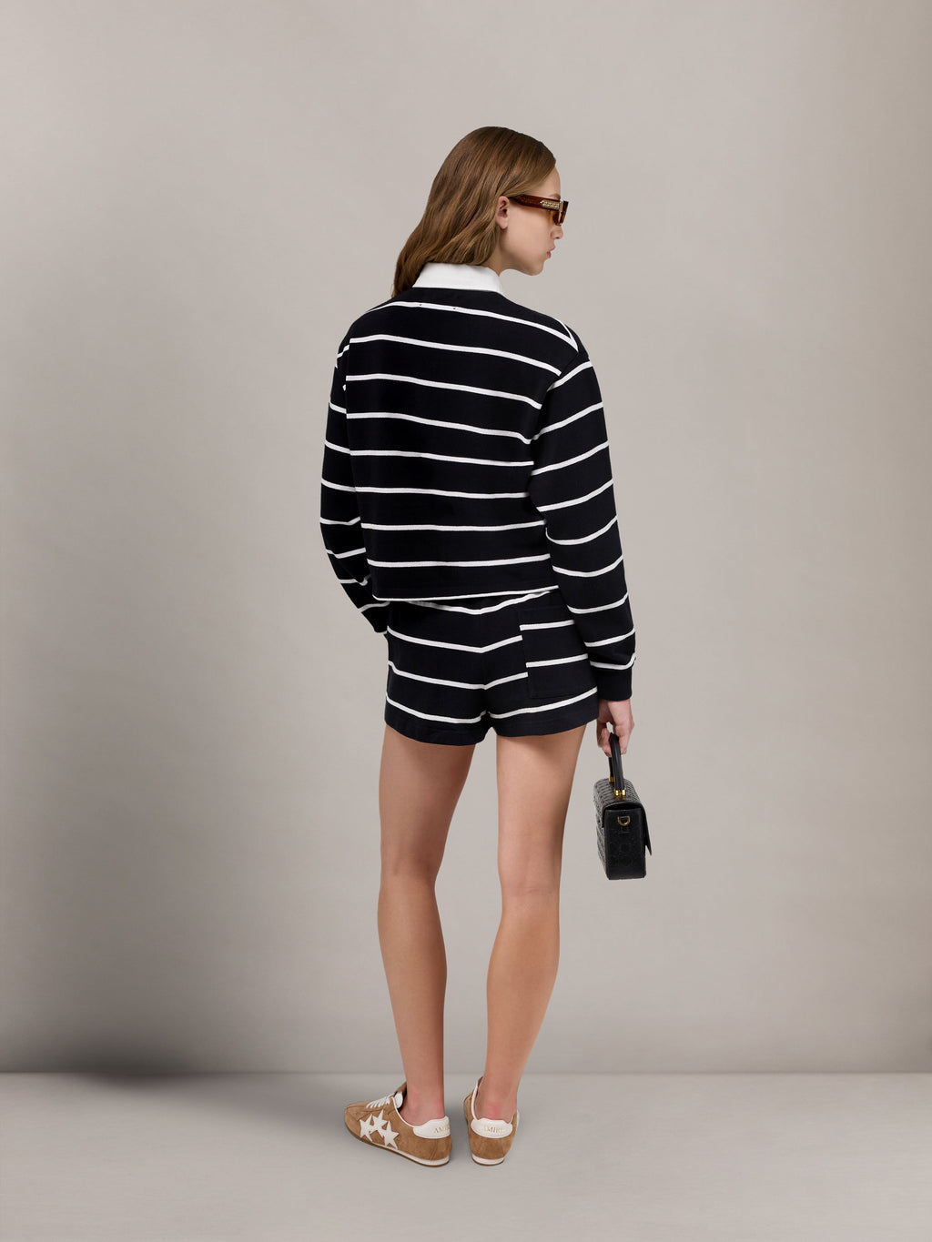 WOMEN - WOMEN'S STRIPED SWEATSHORT - Black