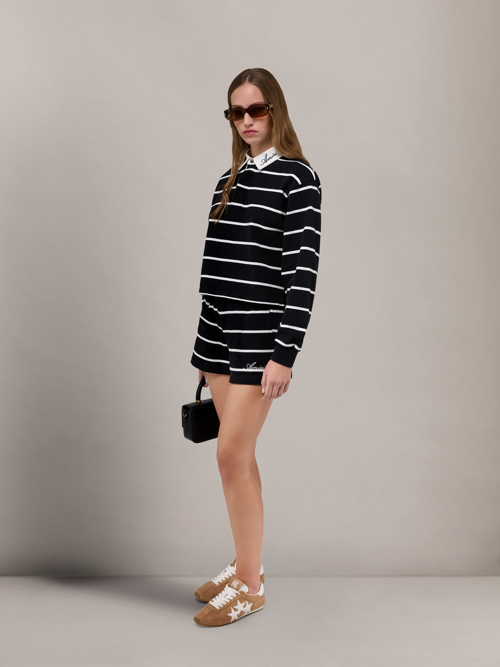 WOMEN - WOMEN'S STRIPED SWEATSHORT - Black