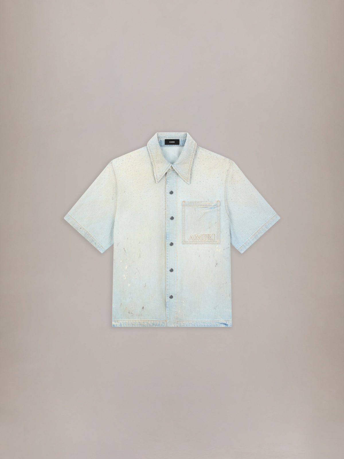 CRYSTALS OVERSIZED DENIM SHIRT - Perfect Antique Indigo