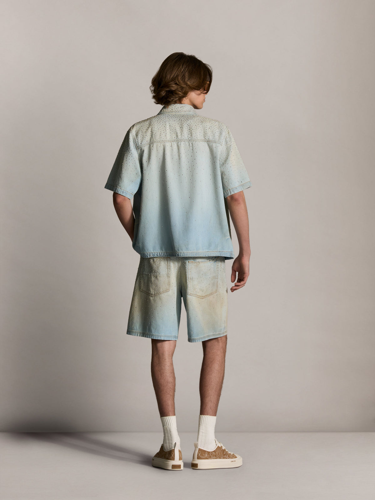 CRYSTALS OVERSIZED DENIM SHIRT - Perfect Antique Indigo