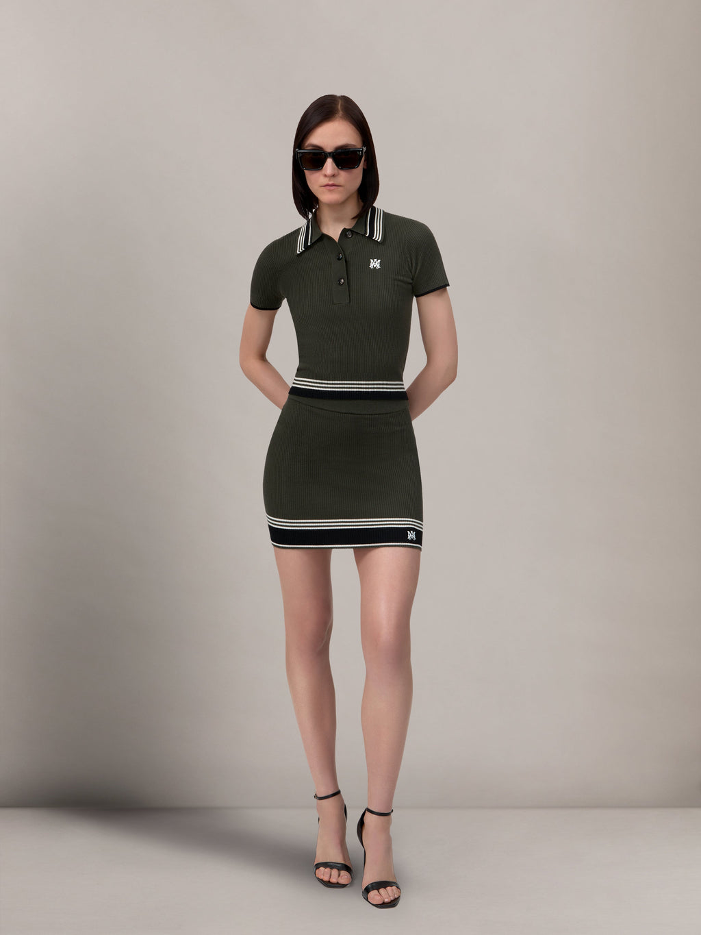 WOMEN - WOMEN'S MA STRIPE MINI SKIRT - Dark Sage