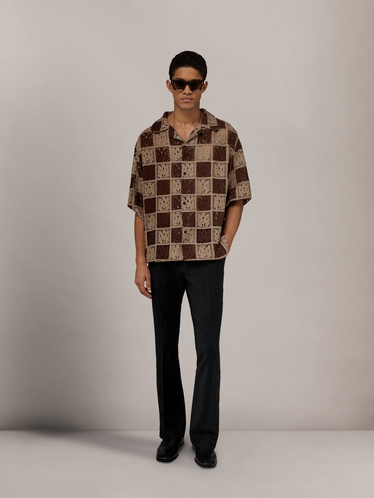 MA QUAD CHECKER OVERSIZED CAMP SHIRT - Earth