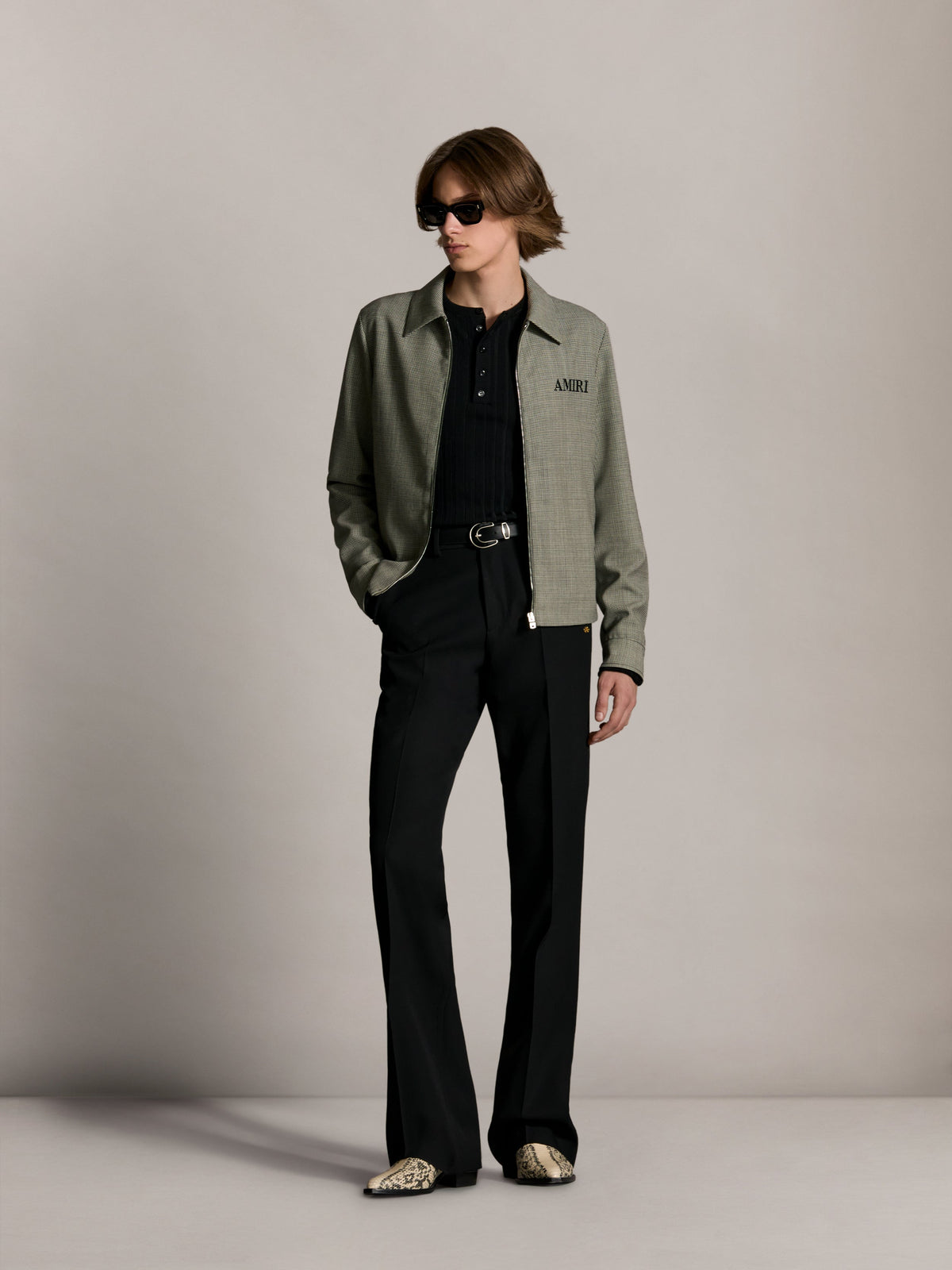 AMIRI HOUNDSTOOTH BLOUSON - Black