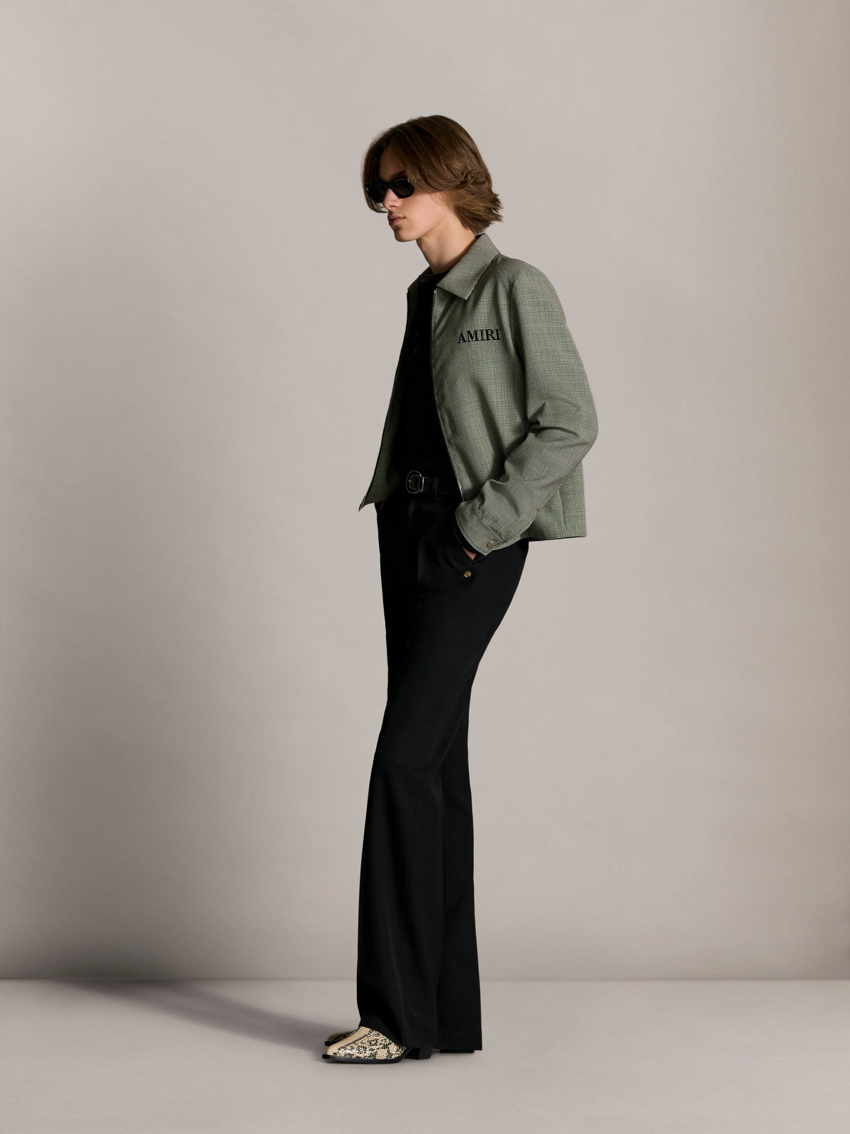 AMIRI HOUNDSTOOTH BLOUSON - Black