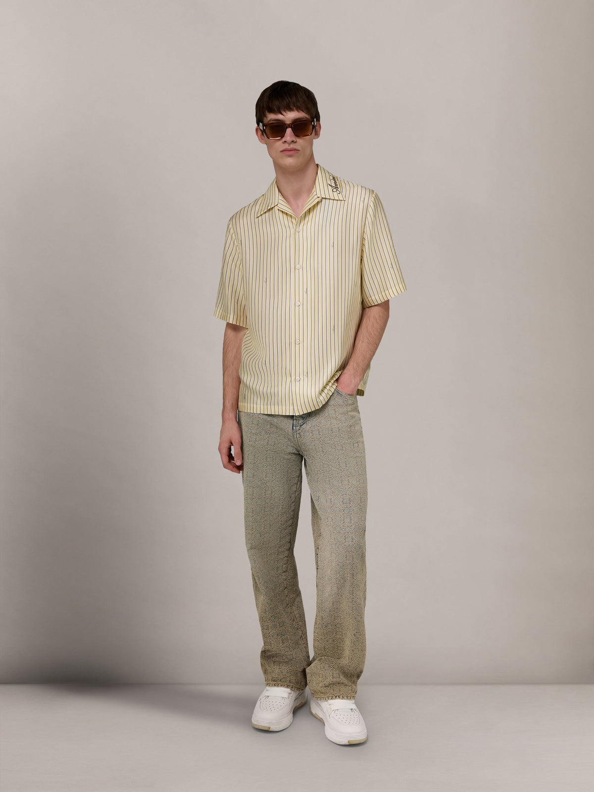 AMIRI SCRIPT BOWLING SHIRT - Sherbet Yellow
