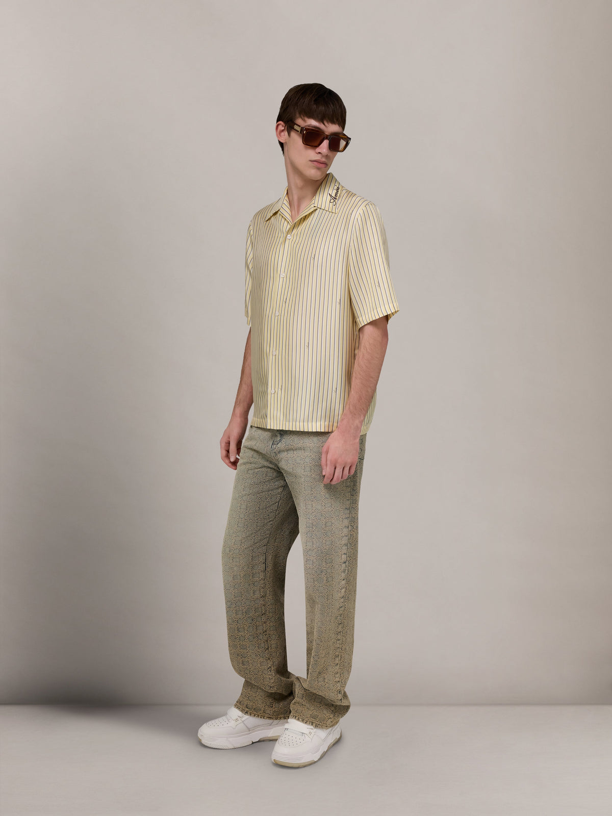 AMIRI SCRIPT BOWLING SHIRT - Sherbet Yellow