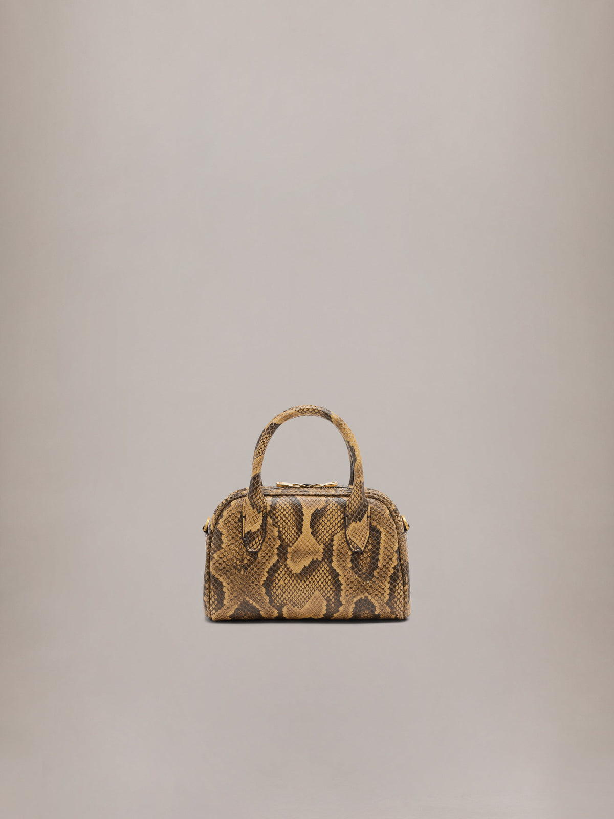 WOMEN - WOMEN'S PYTHON EMBOSSED MICRO MA BOWLING BAG - Brown