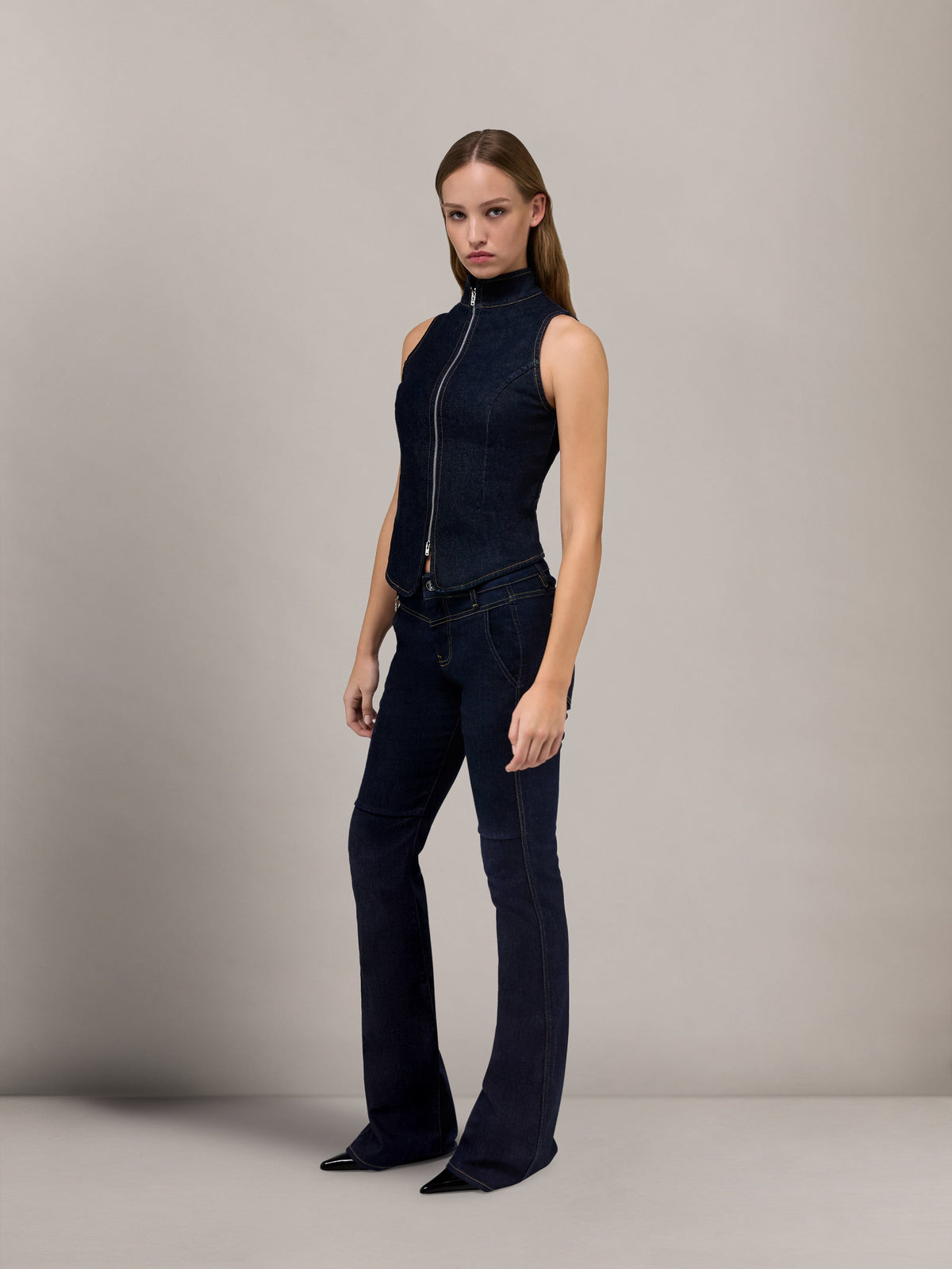 WOMEN - WOMEN'S AMIRI RAW DENM ZIP TOP - Raw Indigo
