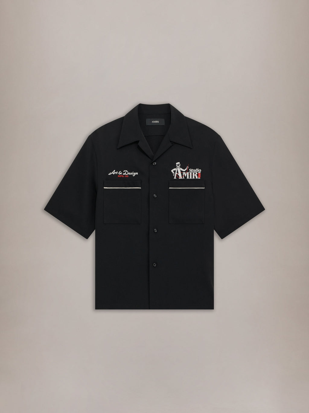 AMIRI STUDIO CREPE CAMP SHIRT - Black