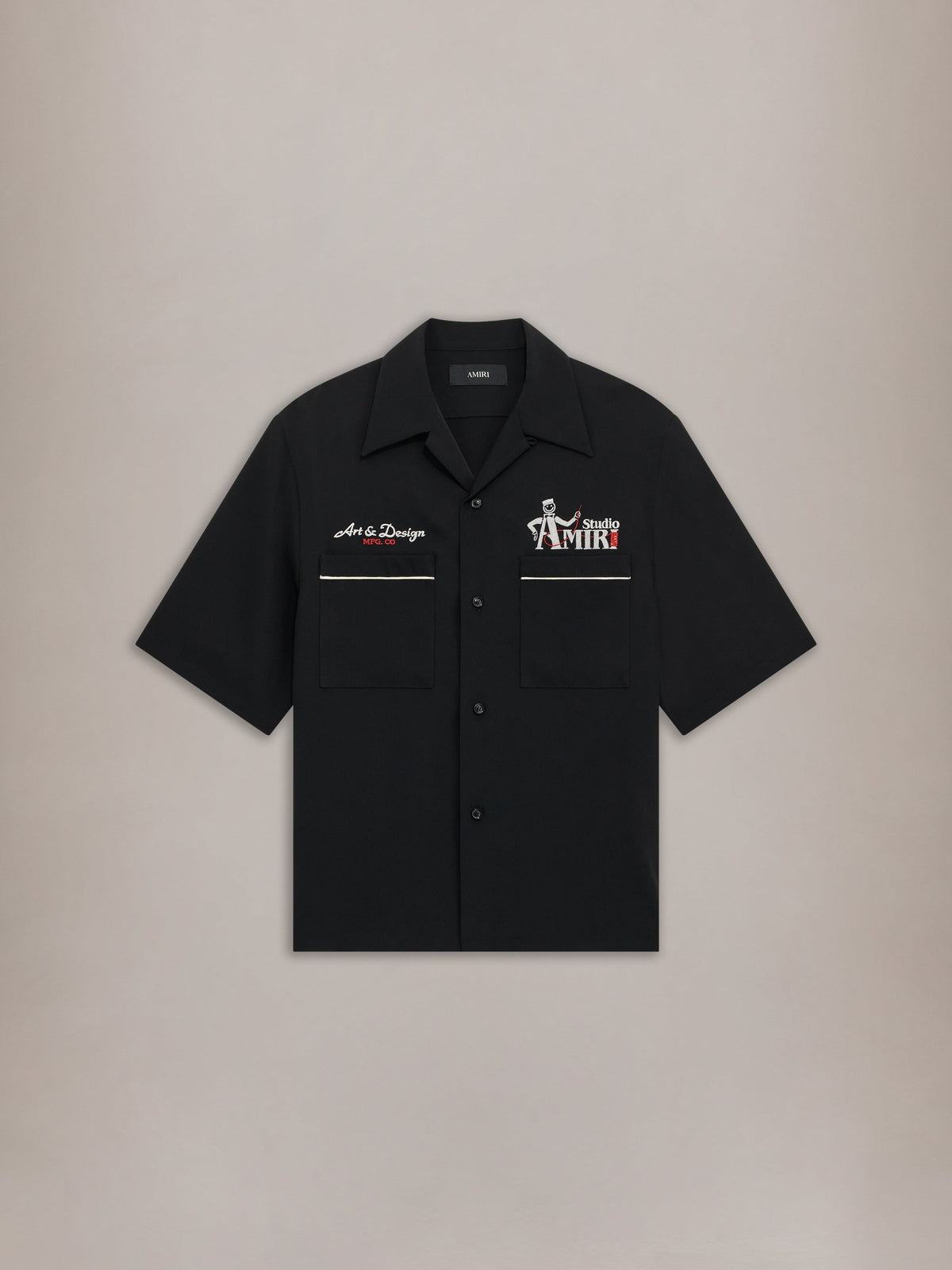 AMIRI STUDIO CREPE CAMP SHIRT - Black