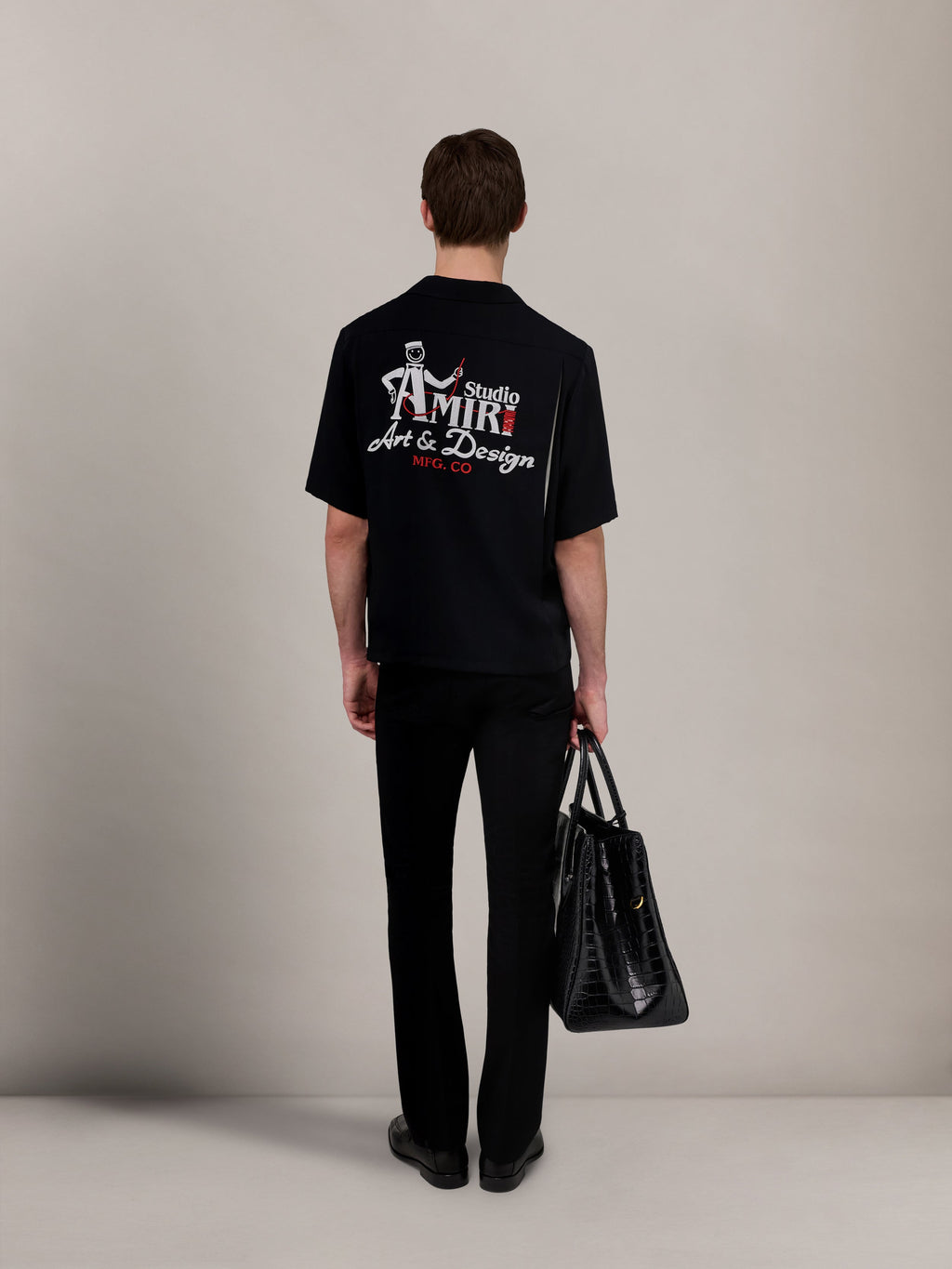 AMIRI STUDIO CREPE CAMP SHIRT - Black