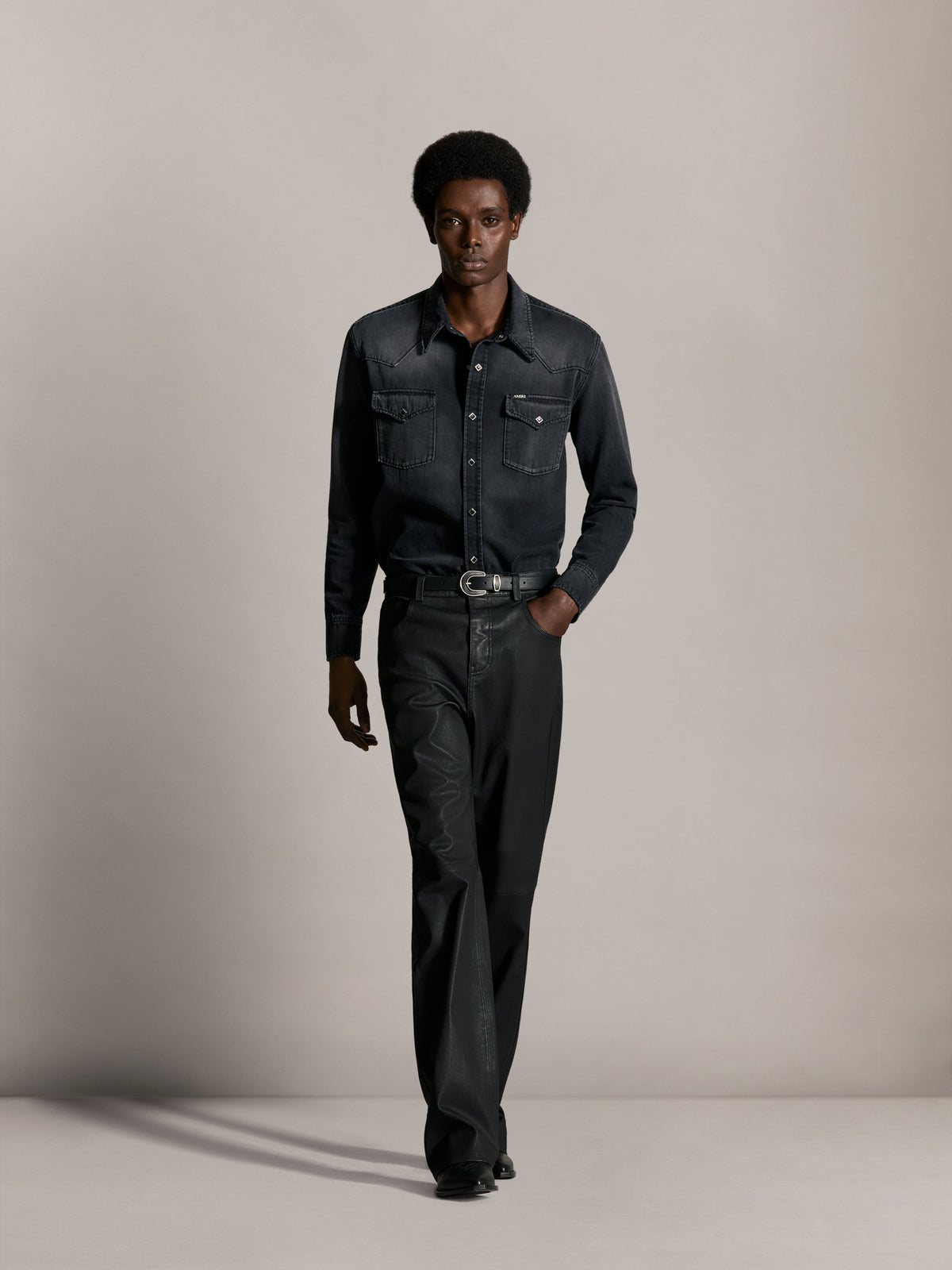 WESTERN DENIM LONG SLEEVE SHIRT - Midnight
